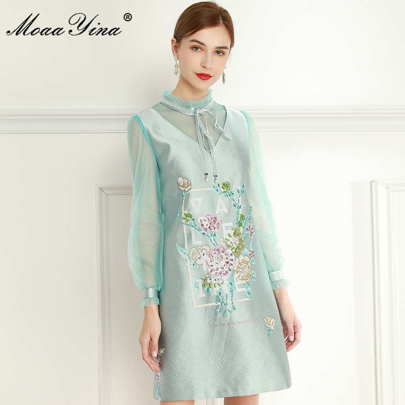 Fashion Designer Summer Dress Women Mesh Long sleeve Beading Sequins Elegant Jacquard 210524, Mint
Fashion Designer Summer Dress Women Mesh Long sleeve Beading Sequins Elegant Jacquard 210524, Mint