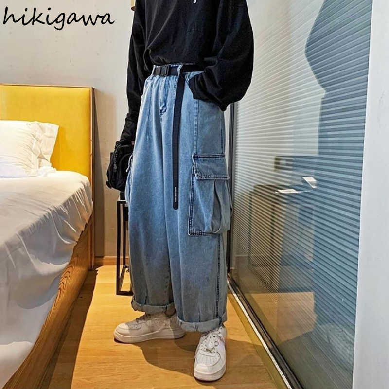 Hikigawa Baggy Jeans Plus Size Vintage Casual Women Pants Harajuku Y2k Pockets Men Trousers for Female Clothes Fashion Jean 210922