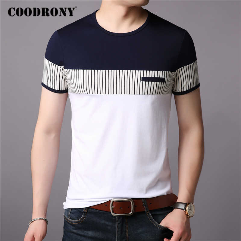 COODRONY Short Sleeve T Shirt Men Summer Casual Cotton Tee Homme Streetwear Fashion Color Patchwork O-Neck T- C5088S 210629