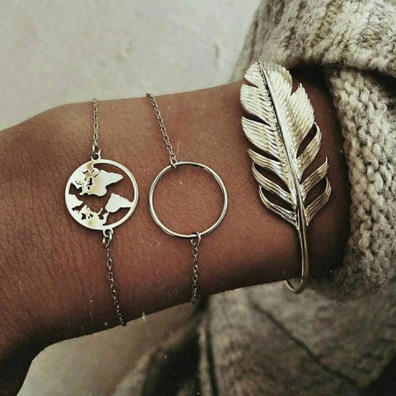 Link, Chain 3Pcs Women Vintage Alloy Bracelets Leaf Map Circle Bangle Set Jewelry Gifts, Black
Link, Chain 3Pcs Women Vintage Alloy Bracelets Leaf Map Circle Bangle Set Jewelry Gifts, Black