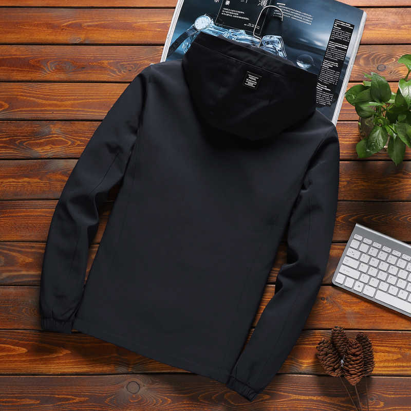 High Quality Men's Zipper Jacket Winter Spring Autumn Casual Solid Hooded Jackets Outwear Slim Fit Plus Size 211110