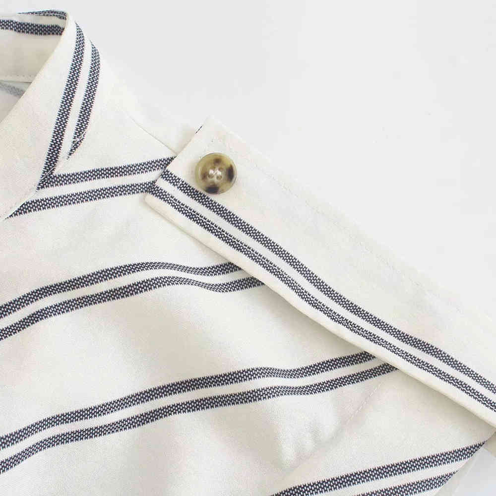 BBWM Summer Women Jumpsuits Fashion Short Sleeve Stripe V-Neck Female Casual Jumpsuits Chic Elastic Waist Women 210520