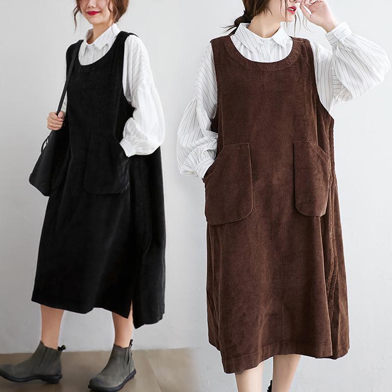 Casual Dresses Plus Size Women Dress Vinatge Vestidos Sleeveless Corduroy Female Lady Loose Solid Pockets Winter Autumn MH962, Photo color
Casual Dresses Plus Size Women Dress Vinatge Vestidos Sleeveless Corduroy Female Lady Loose Solid Pockets Winter Autumn MH962, Photo color
