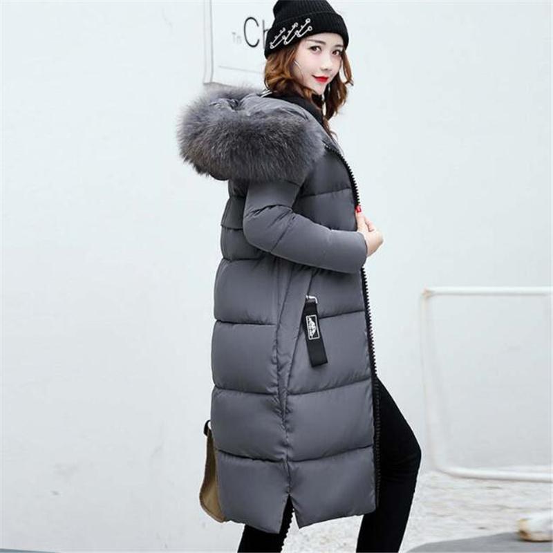 Women's Down & Parkas Winter Cotton Coats Fur Collar Long Parka Warm Slim Zipper Coat Woman Puffer Jacket Oversized Padded Outwear Women