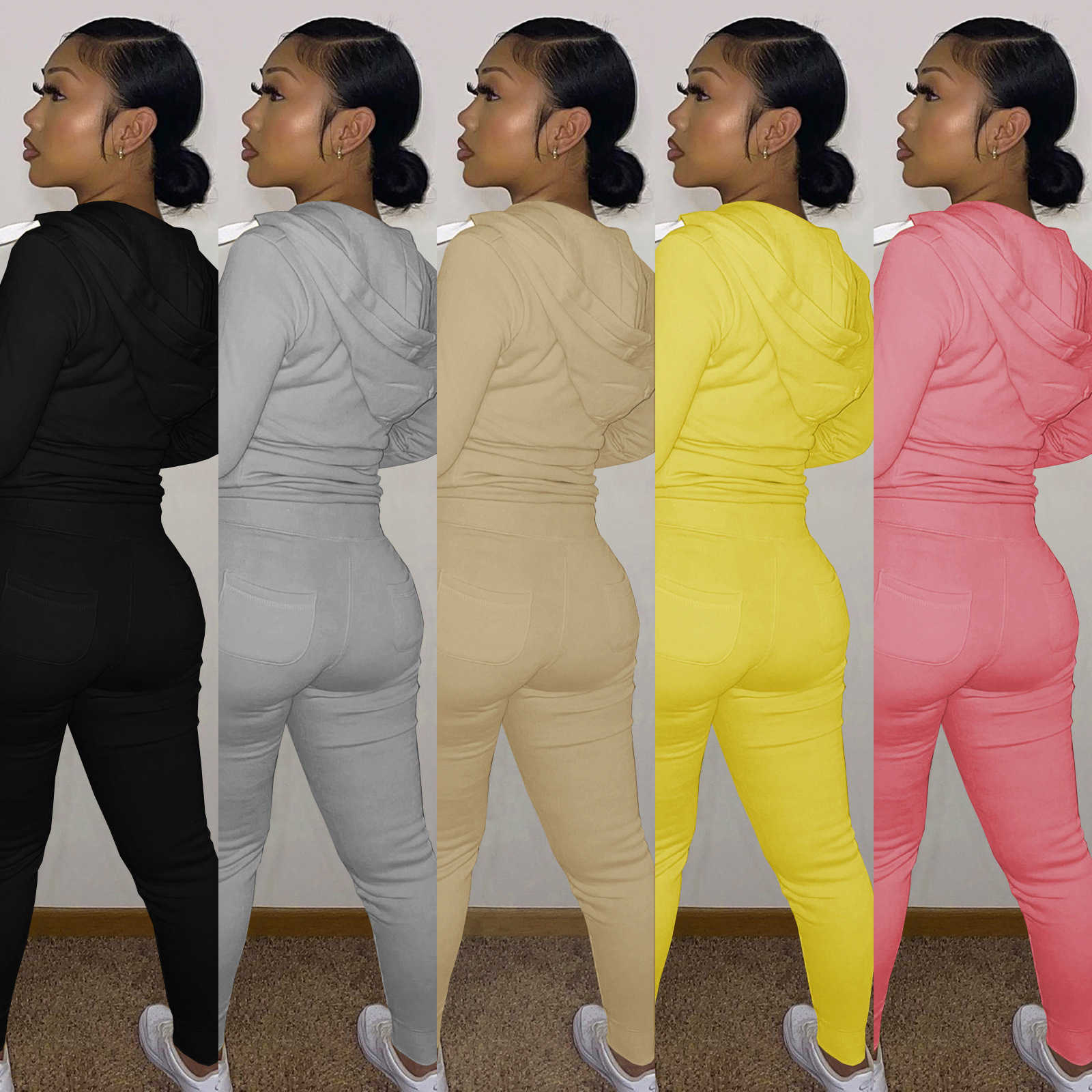 Designers Women sports tracksuits Clothes 2023 autumn and winter women's cotton sweater tight two-piece hooded suit womens sets