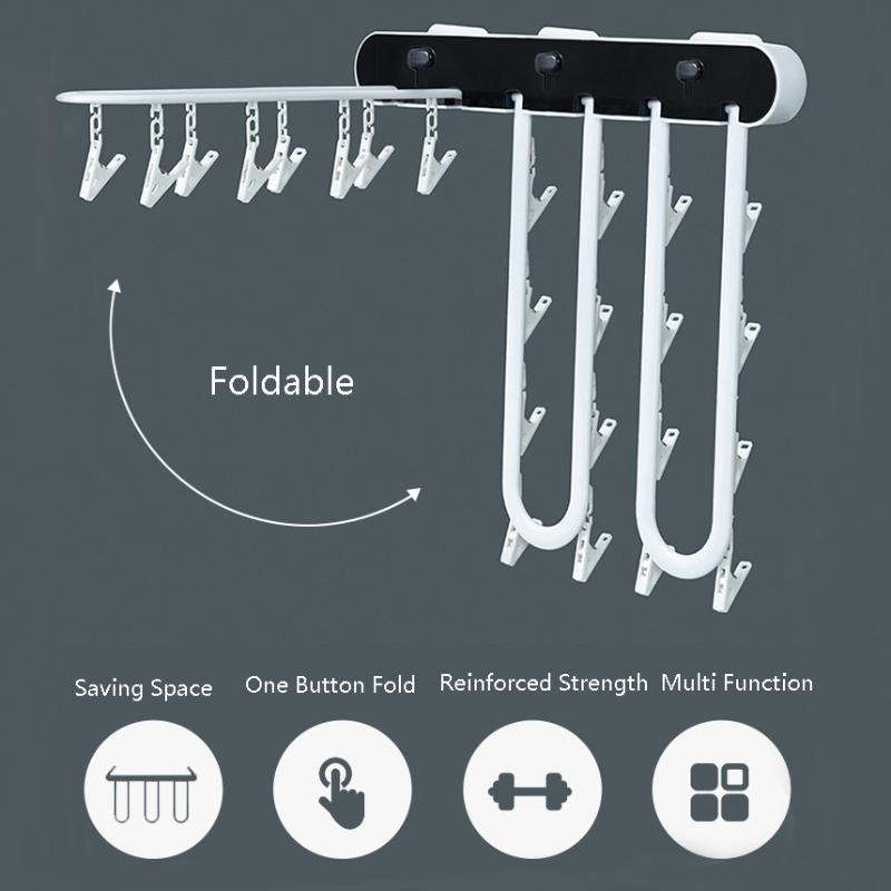 Hangers & Racks Multifunctional Foldable Drying Rack Socks Hanger Underwear Clothes Holder Clips Wall-mounted One Button Fold Drill Free Lau
Hangers & Racks Multifunctional Foldable Drying Rack Socks Hanger Underwear Clothes Holder Clips Wall-mounted One Button Fold Drill Free Lau