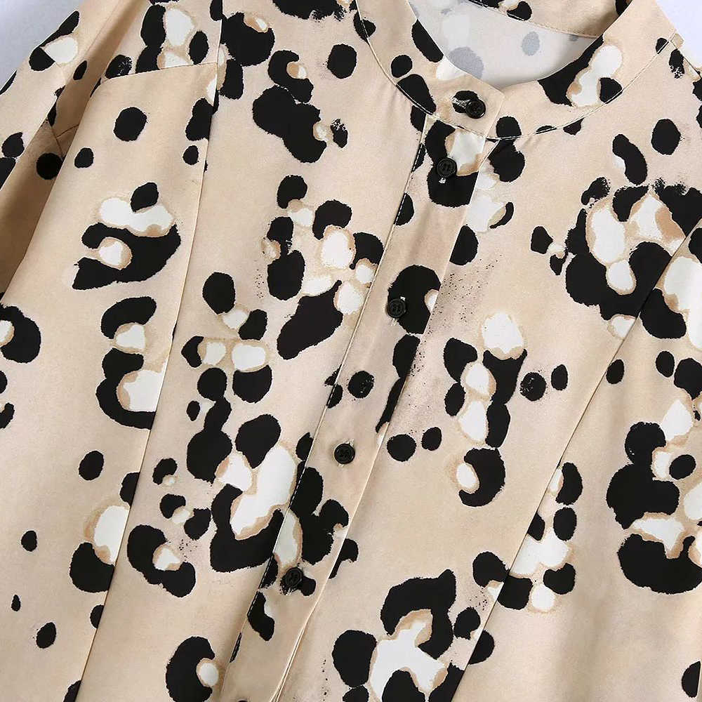 Women Printed Midi Dress Oversized Loose Style Ruffled Hem Casual Elegant Chic Midi Woman Dresses 210709