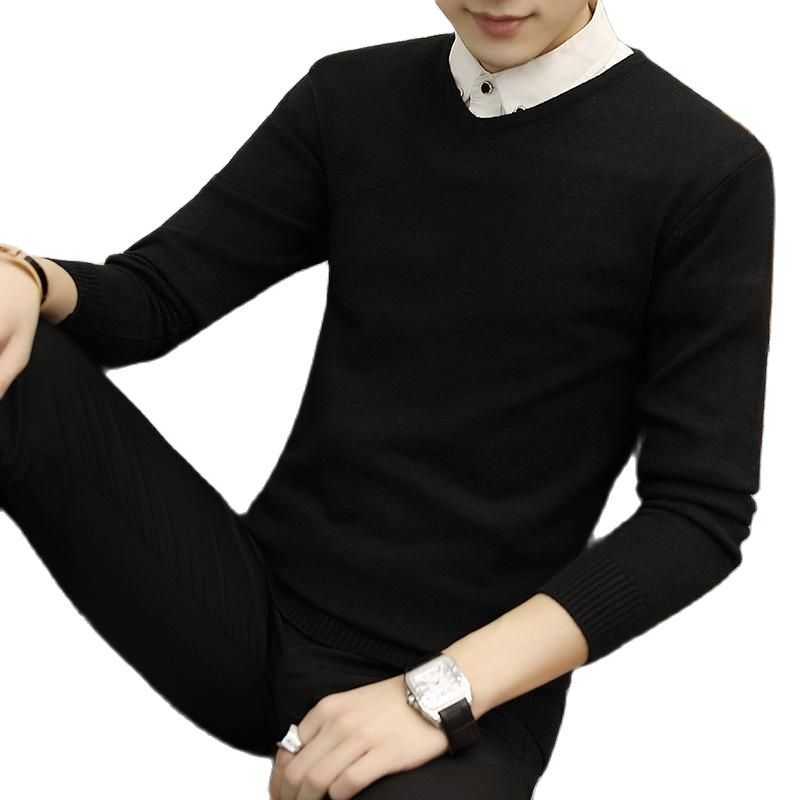 Slim Knitted Cashmere Wool Sweater Men Tops Pullovers Autumn Winter Warm Casual Solid Color V-Neck Full Sleeve M-3XL 210818