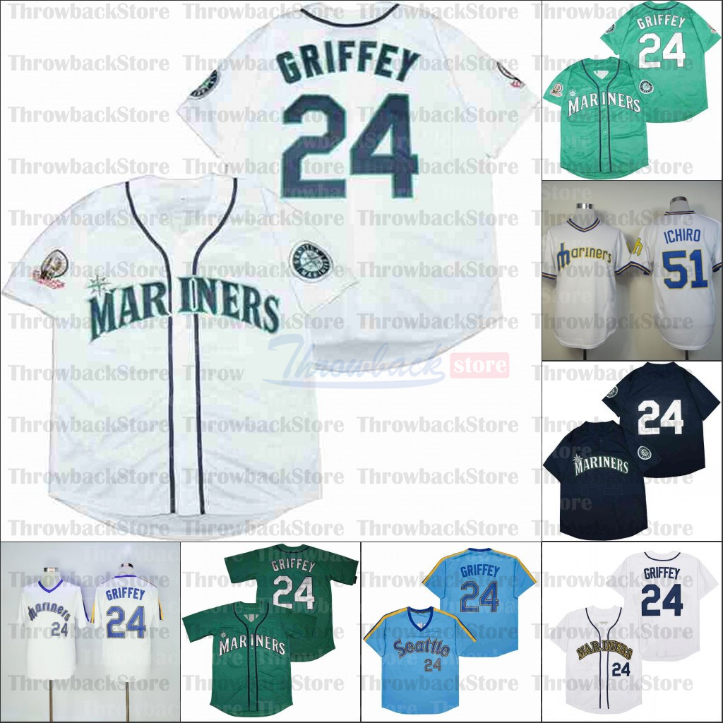 Retro Baseball 1989 Home Jersey 24 GRIFFEY 51 ICHIRO GREEN WHITE BLUE BLACK I, As photo
Retro Baseball 1989 Home Jersey 24 GRIFFEY 51 ICHIRO GREEN WHITE BLUE BLACK I, As photo