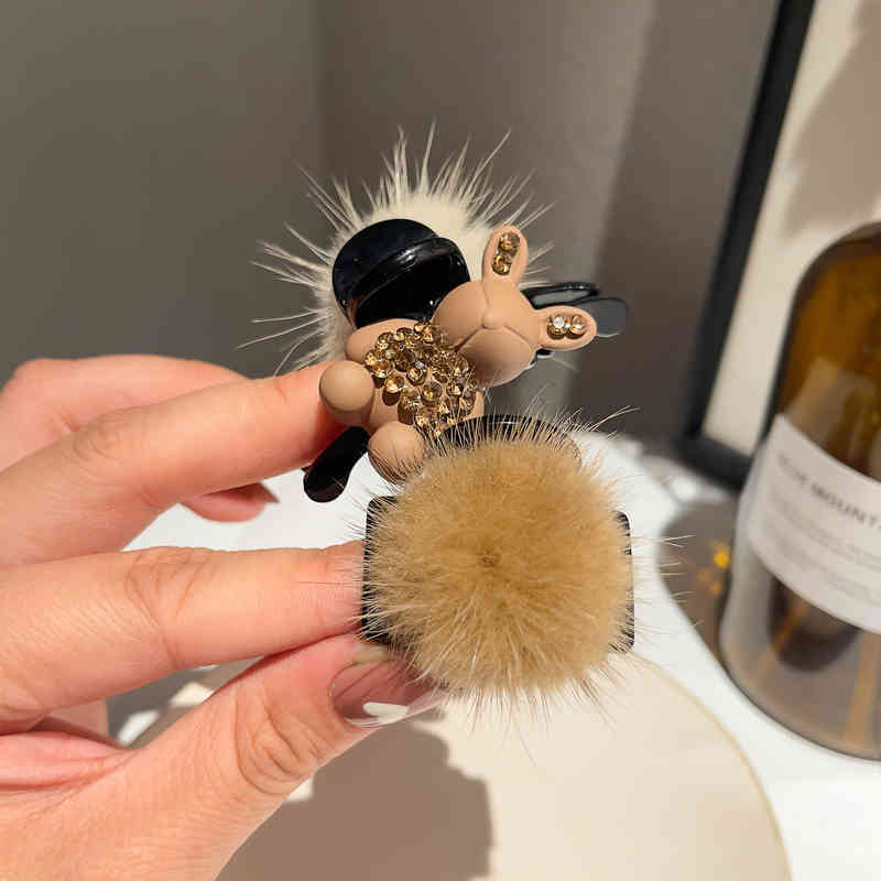 Hair Accessories Autumn and Winter Plush Mini Grab Clip Female Rhinestone Rabbit Broken Bangs Shark pin Headdress