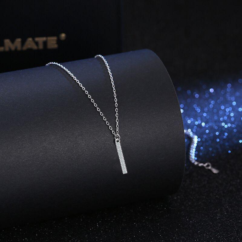 Chokers 2021 Long Strip CZ White Zircon Pendant Fashion Lady Titanium Steel Silver Plated Clavicle Chain Charm Jewelry