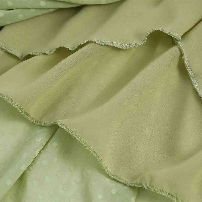 Casual Woman Green Oversized Ruffles V Neck Chiffon Long Dress Spring Fashion Ladies Loose es Female Sweet 210515