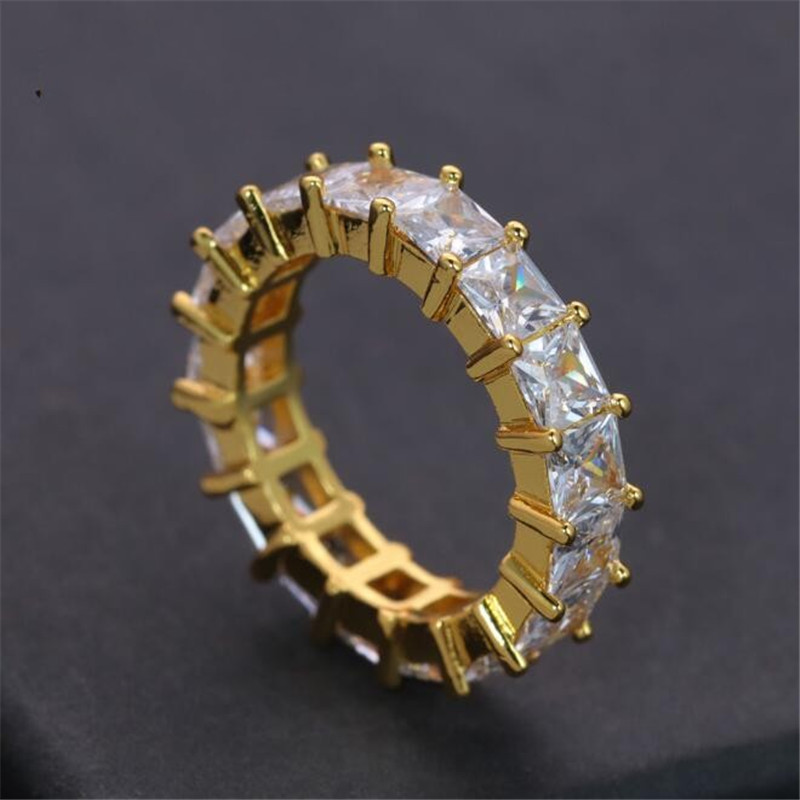 Sparkg Princess Cut Topaz Ring: Sterg Sier, Gold Fill, Wedding Band