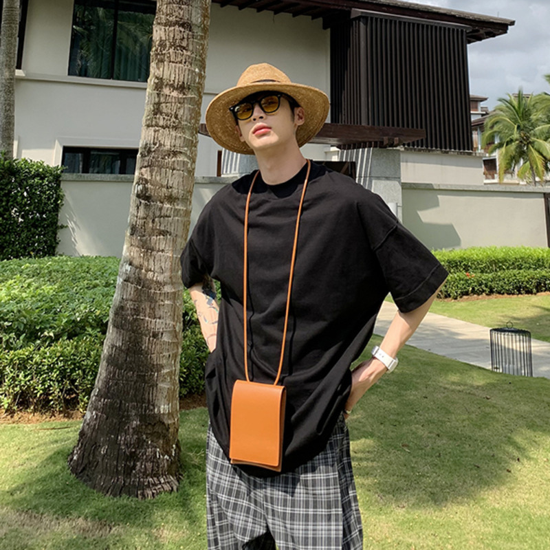 IEFB Summer Half High Collar Base Men's T-shirt Cotton White Short Sleeve Tee Mens Korean Fashion Simple Causal Tops 9Y7526 210524