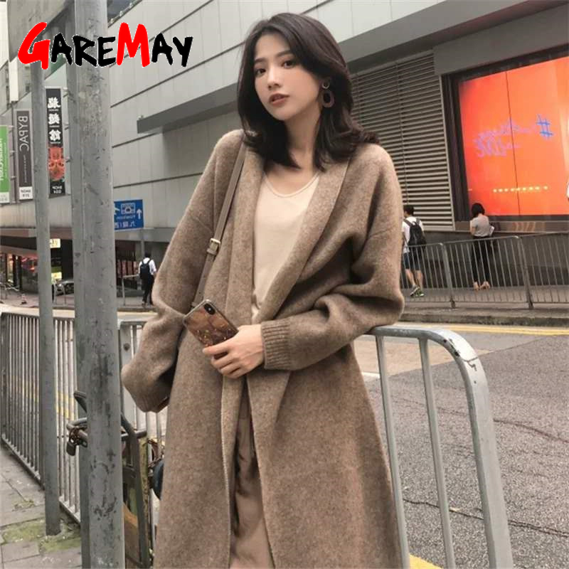 Women Long Cardigans Sweaters Knitting Female Streetwear Sleeve Oversize Ladies Loose Knitted Cardigan Coat for 210428
