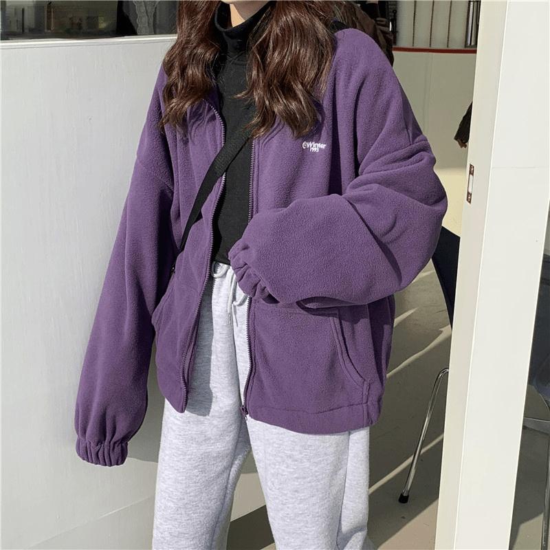 Women's Jackets Harajuku Velvet Large Jacket, Daily, Fashion, Super Large, Urban, Zipper Pocket, Leisure Letter, Black;brown 
Women's Jackets Harajuku Velvet Large Jacket, Daily, Fashion, Super Large, Urban, Zipper Pocket, Leisure Letter, Black;brown
