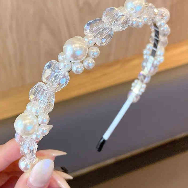 Hair Accessories Jewelry Girl's Daydream Hand Woven Super Fairy Crystal Pearl Hoop Headdress Korean