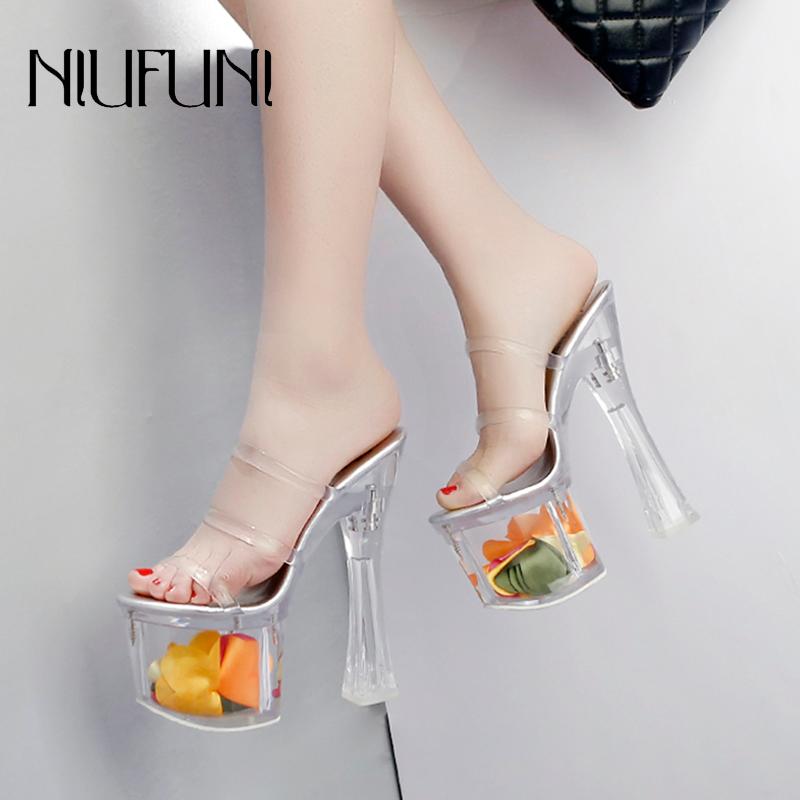 Transparent Crystal Heels Women Slippers Super High Heel Thick Platform Women's Shoes Open Toe Big Flower Wedding Sandals, Black
Transparent Crystal Heels Women Slippers Super High Heel Thick Platform Women's Shoes Open Toe Big Flower Wedding Sandals, Black