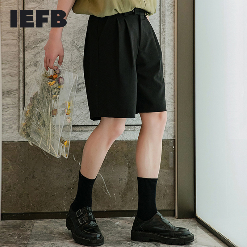 IEFB Men's Summer Suit Shorts Korean Streetwear Fashio Loose Straight Knee Length Pants Wide Leg Bottoms 9Y6711 210524