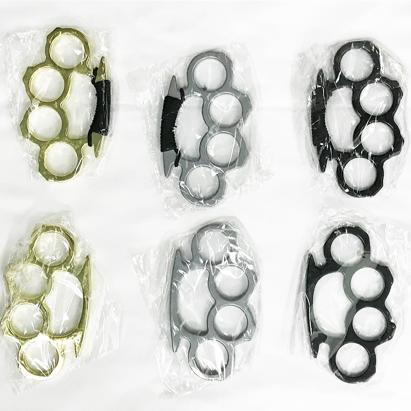 Outdoor Defense Thin Brass Knuckles Dusters knuckle Personal Security Women Men Self-defense Pendant EDC Tool