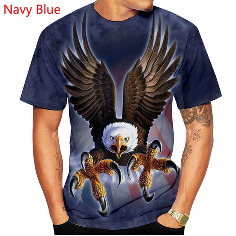 Men 3D Soaring Eagle Print T Shirt O Neck Short Sleeve Animal Funny Streetwear Summer Casual Loose Male Tees Tops 210629
