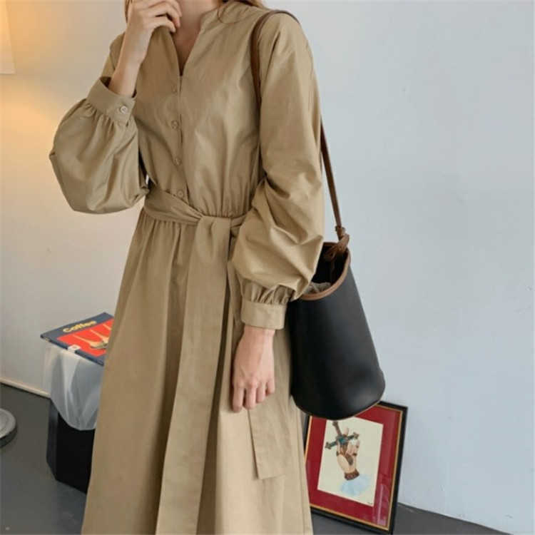 Autumn Design Solid Stand Lantern Sleeve Casual Sashes Ankle-Length Dresses for Women 210615, Khaki
Autumn Design Solid Stand Lantern Sleeve Casual Sashes Ankle-Length Dresses for Women 210615, Khaki