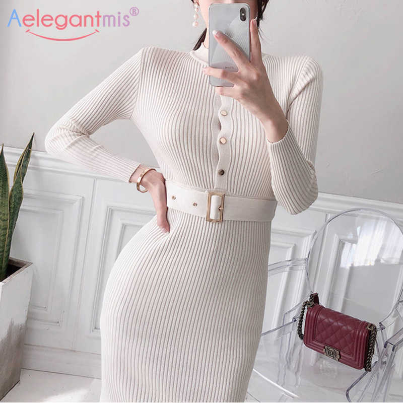 Aelegantmis Autumn Winter Women Knitted Slim Bodycon Dress Female Long Sleeve Sexy Party es Ladies Pencil 210607, Black
Aelegantmis Autumn Winter Women Knitted Slim Bodycon Dress Female Long Sleeve Sexy Party es Ladies Pencil 210607, Black