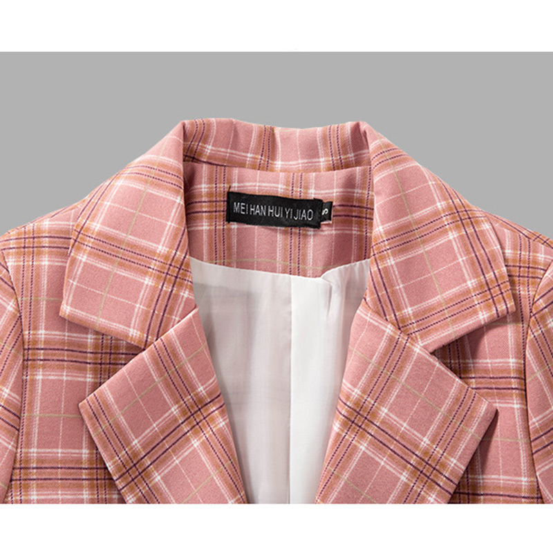 Elegant Black Single-breasted Women Blazer Fashion Vintage plaid Loose Work Wear Tops Outerwear Female Jacket 210524