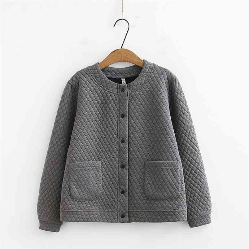 Arrival Autumn Korea Fashion Women Long Sleeve Warm Loose Coat Single Breasted O-neck Casual Jackets Coats Plus Size M154 210512