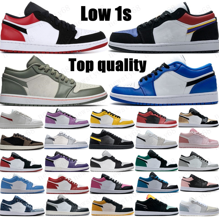 2021 mens Jumpman Low 1 1s basketball shoes top OG black toe court purple SP Travis Scotts men women sneakers Eur 36-46 without box