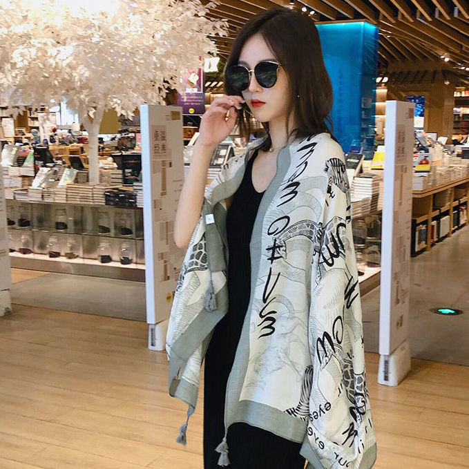 Summer versatile silk scarf Spring and autumn thin gauze shawl women's scarfs long beach towel