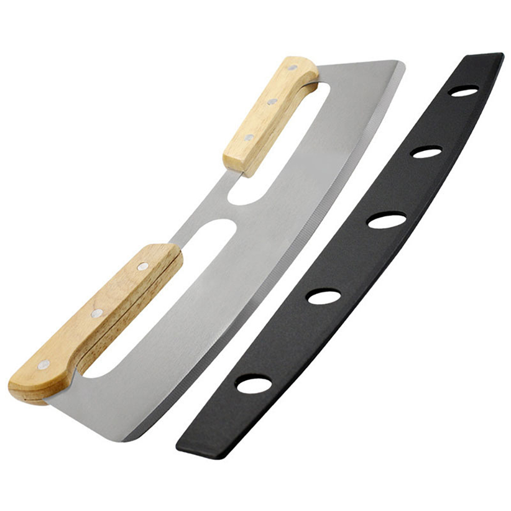 Stainless Steel cake Cutter tool Sharp Pizza Slicer Knives Chopper with Wooden handle Dough Accessories and Blade Cover4802434