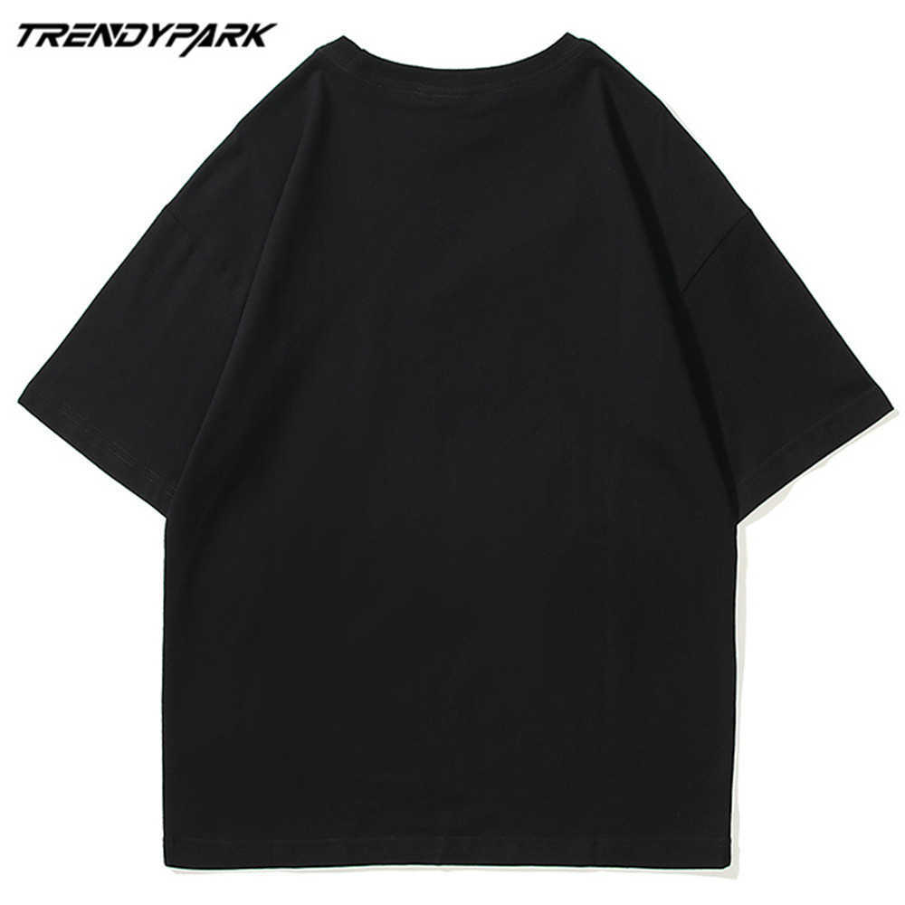 Men's T-shirt Short Sleeve Cute Cartoon Printed Tee Hip Hop Oversized Cotton Casual Harajuku Streetwear Top Tshirts Clothing 210601