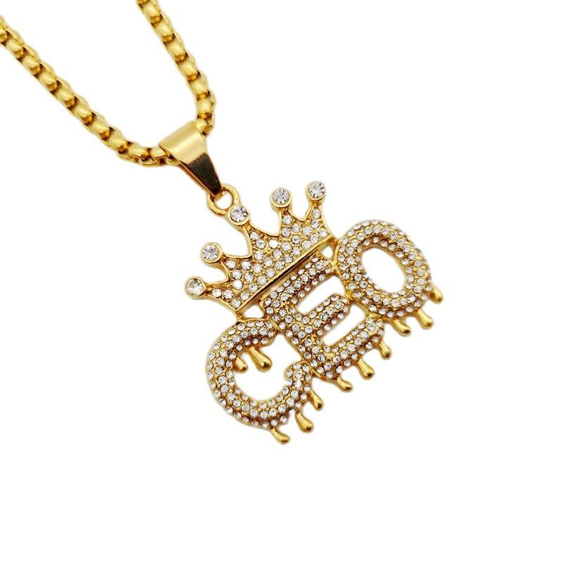 Pendant Necklaces Iced Out Bling Crown CEO Necklace Full Rhinestones Stainless Steel Dancer Rapper Perfomance
Pendant Necklaces Iced Out Bling Crown CEO Necklace Full Rhinestones Stainless Steel Dancer Rapper Perfomance