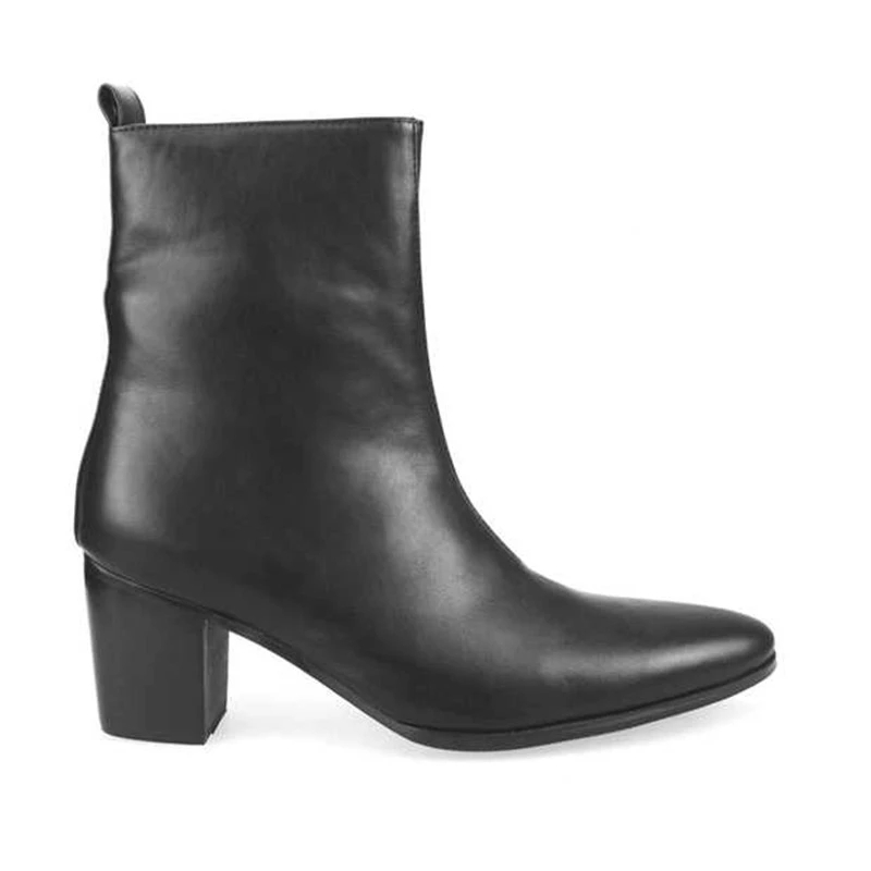 2021 Autumn Winter High Heels Man Boots High Quality Genuine Leather Waterproof Zipper Shoes Suede Comfortable Chelsea Boots Men