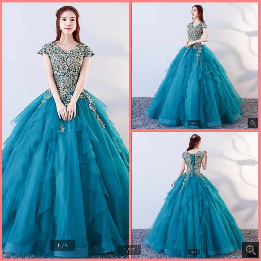 Robe de soiree turquoise blue ball gown prom dresses modest cap sleeve lace embroidery princess puffy party gowns sweet 16 quinceanera dress custom made, Ivory
Robe de soiree turquoise blue ball gown prom dresses modest cap sleeve lace embroidery princess puffy party gowns sweet 16 quinceanera dress custom made, Ivory