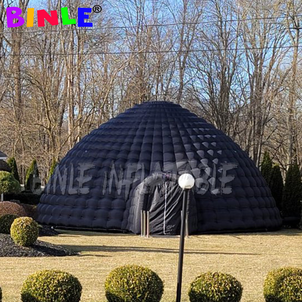 Custom 10m Black Giant inflatable igloo tent,outdoor air dome marquee/ wedding party canopy for sale
