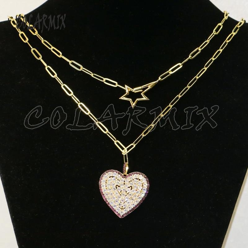 Pendant Necklaces 3Pcs Layer Necklace Zircon Accessories Heart Big Link Chain For Women 50366
Pendant Necklaces 3Pcs Layer Necklace Zircon Accessories Heart Big Link Chain For Women 50366