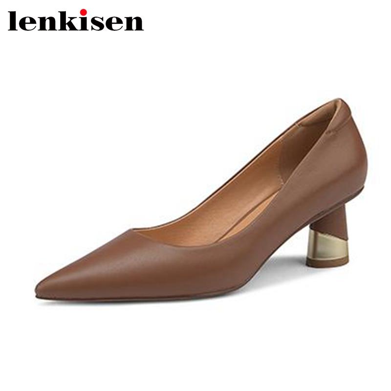 Dress Shoes Lenkisen Spring Shallow Modern Light Brown Color Pointed Toe Metal Decorations Strange Med Heels Sheep Leather Pumps L04
Dress Shoes Lenkisen Spring Shallow Modern Light Brown Color Pointed Toe Metal Decorations Strange Med Heels Sheep Leather Pumps L04