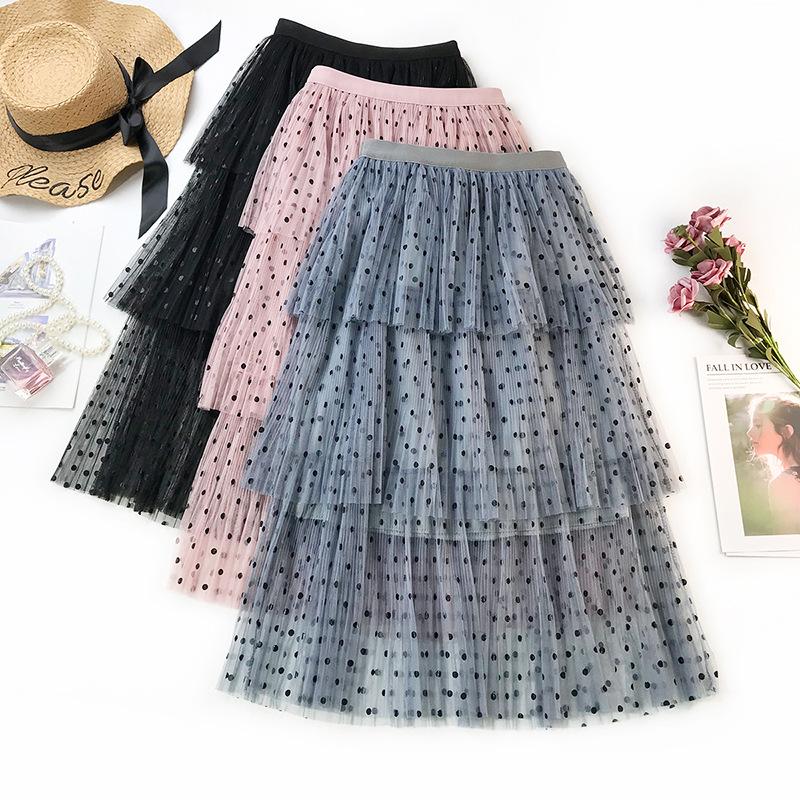 Skirts 2021 Spring Arrival Mesh Dot Printed Pleated Skirt Sweet Fairy Layer High Waist Faldas Largas Elegantes, Black
Skirts 2021 Spring Arrival Mesh Dot Printed Pleated Skirt Sweet Fairy Layer High Waist Faldas Largas Elegantes, Black