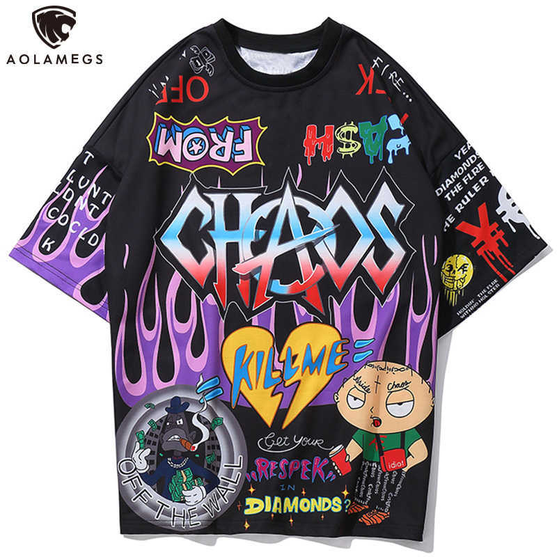 Aolamegs T Shirt Men Graffiti Cartoon Printed Men's ee s Short Sleeve Fashion High Street ees Summer Streetwear 210629, Black
Aolamegs T Shirt Men Graffiti Cartoon Printed Men's ee s Short Sleeve Fashion High Street ees Summer Streetwear 210629, Black