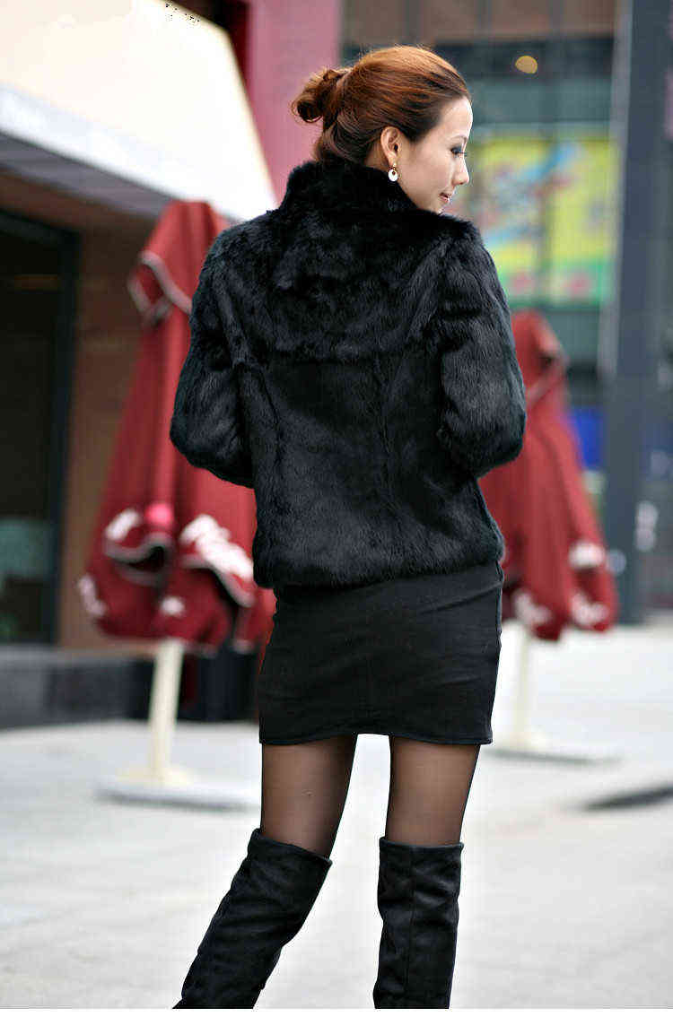 Genuine Real Rabbit Fur Coat Women Full Pelt Vintage Jacket Winter Party Waistcoat Customized Big Size Stand Collar WFP267 211130