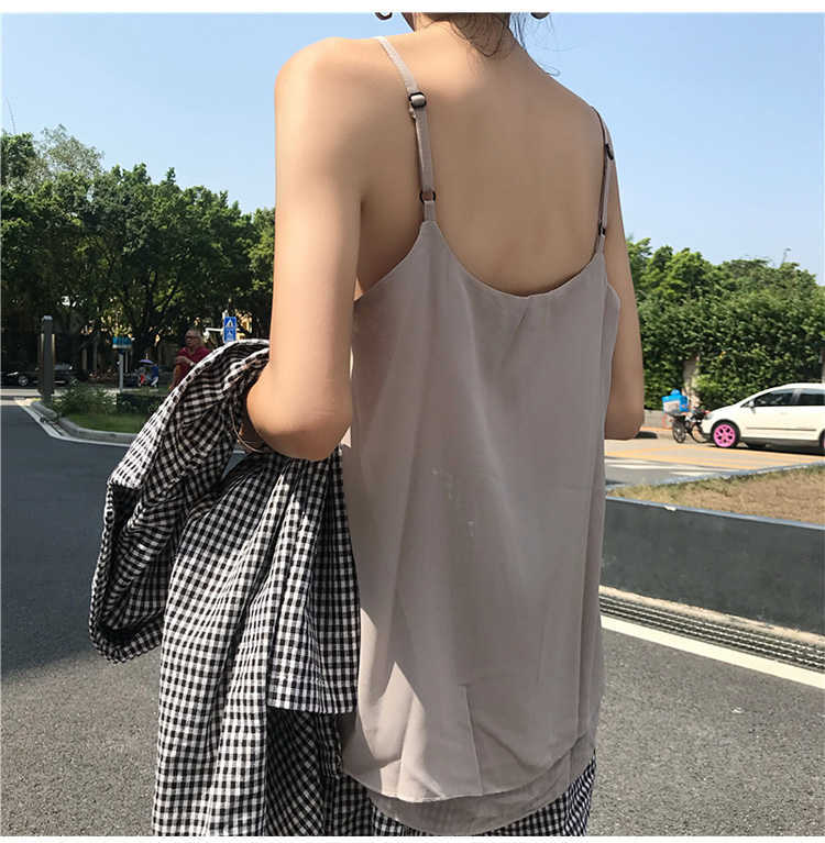 Korean Fashion Chiffon Women Camis Streetwear Sexy Tops Lace Sleeveless Black Female Tank Plus Size XXL White Shirt 210531