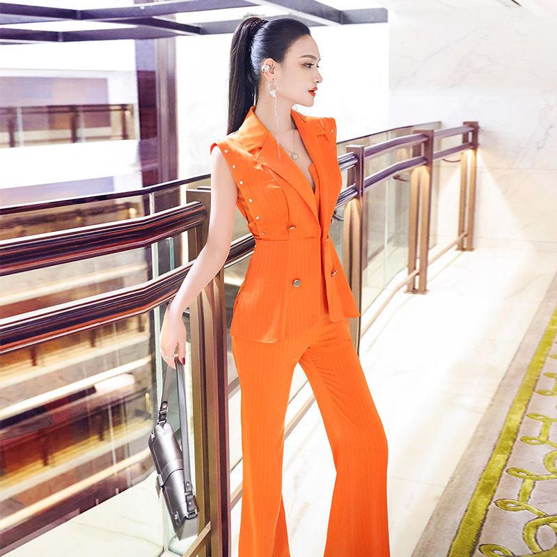 Women' Two Piece Pants 2021 Women Summer Formal Office Work Wear Uniform OL Ladies Trousers Sleeveless Jacket & Pant Suits 2 Pieces Sets Cl, Orange red
Women' Two Piece Pants 2021 Women Summer Formal Office Work Wear Uniform OL Ladies Trousers Sleeveless Jacket & Pant Suits 2 Pieces Sets Cl, Orange red