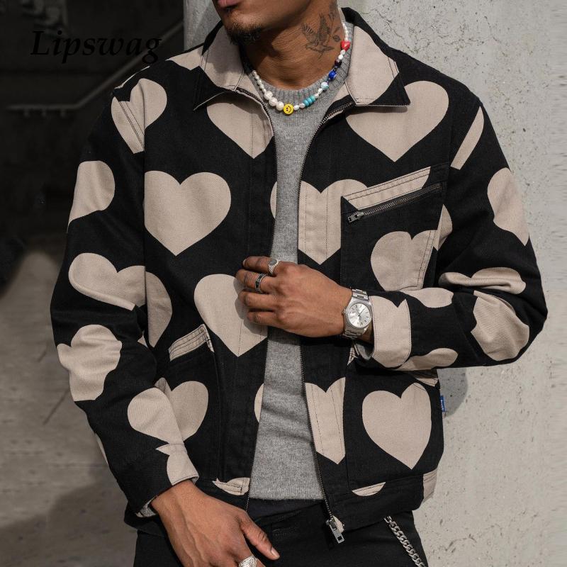 Harajuku Fashion Hearts Print Lapel Jacket Men Casual Long Sleeve Loose Zipper Coats 2021 Spring Mens Clothes Hip Hop Streetwear Men' Jacke, 01
Harajuku Fashion Hearts Print Lapel Jacket Men Casual Long Sleeve Loose Zipper Coats 2021 Spring Mens Clothes Hip Hop Streetwear Men' Jacke, 01