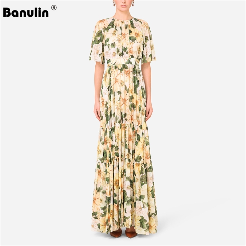 Banulin Summer Fashion Runway Party Dress Women Elegant Half Sleeve Floral Print Boho Beach Chiffon Long Vestidos 210603, Yellow
Banulin Summer Fashion Runway Party Dress Women Elegant Half Sleeve Floral Print Boho Beach Chiffon Long Vestidos 210603, Yellow