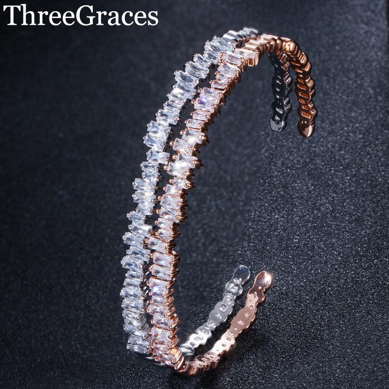 Bangle ThreeGraces Sparkly Rectangle Cubic Zirconia Rose Gold Color Adjustable Open Cuff Bangles Jewelry For Women Party BA029, Black
Bangle ThreeGraces Sparkly Rectangle Cubic Zirconia Rose Gold Color Adjustable Open Cuff Bangles Jewelry For Women Party BA029, Black