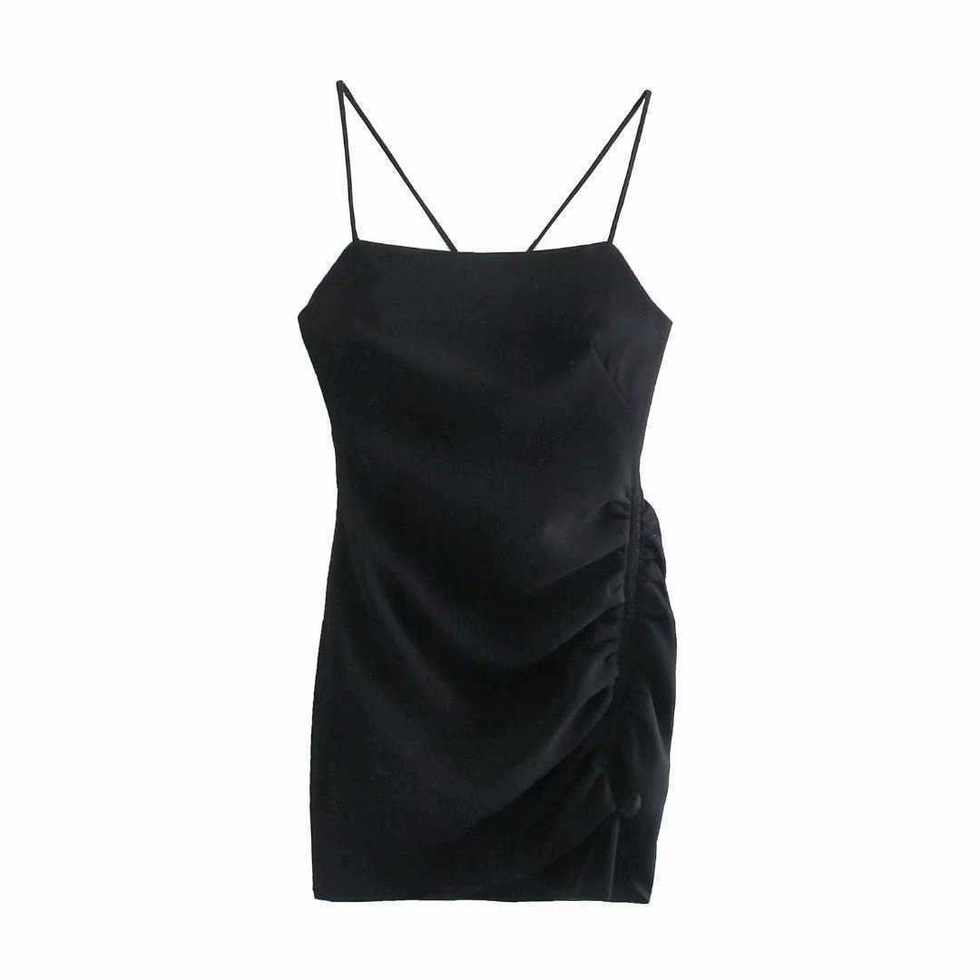 Summer Dress Women Pleated Mini Dress elegant Casual Fashion Chic Lady Sexy Dresses Woman 210709, Black
Summer Dress Women Pleated Mini Dress elegant Casual Fashion Chic Lady Sexy Dresses Woman 210709, Black