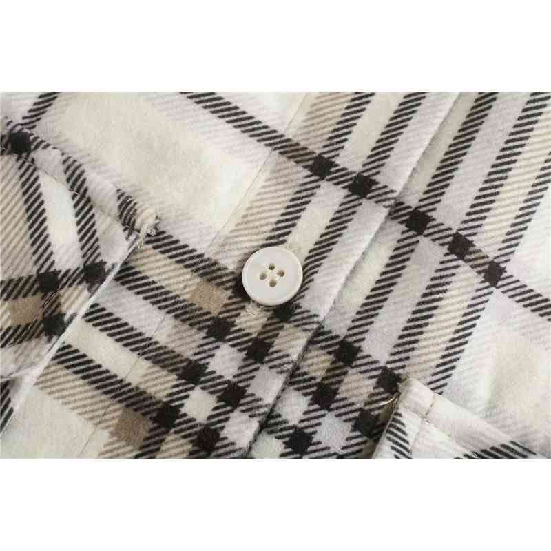Elegant Women Plaid Tweed Shirts Fashion Ladies Loose Pocket Tops Streetwear Female Chic Turn Down Collar Shirt 210430