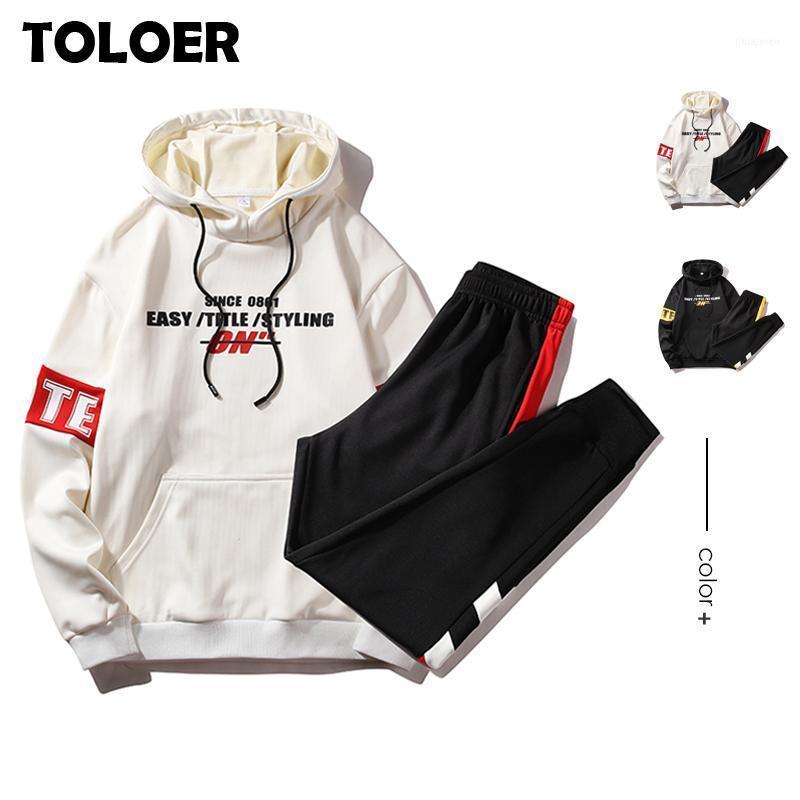 

Men's Tracksuits Tracksuit Set Men Spring Autumn Sporting Suit Hooded Sweatshirts+Pant Hip Hop Patchwork Two Piece For Sweatsuit Clothing1, Gray